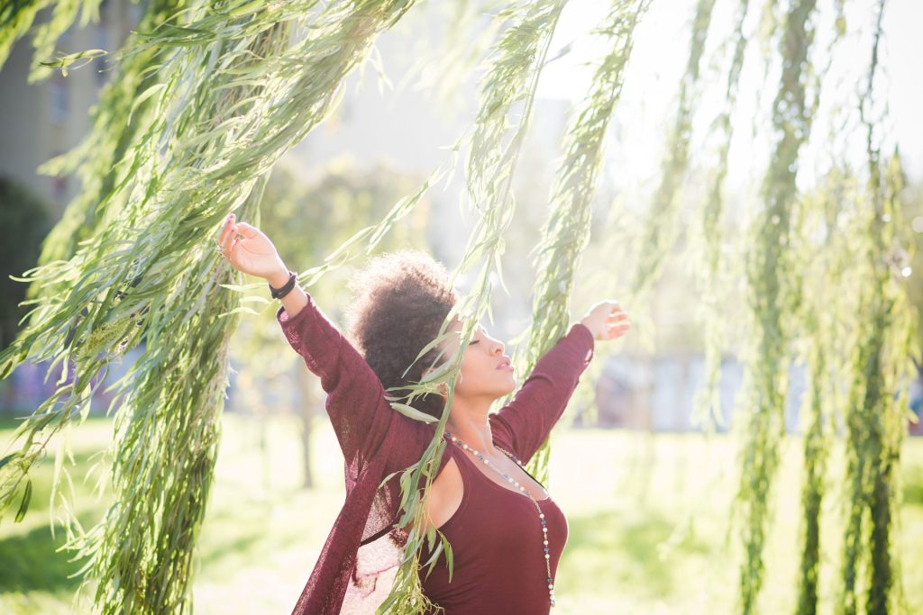 Relaxed woman outdoor.