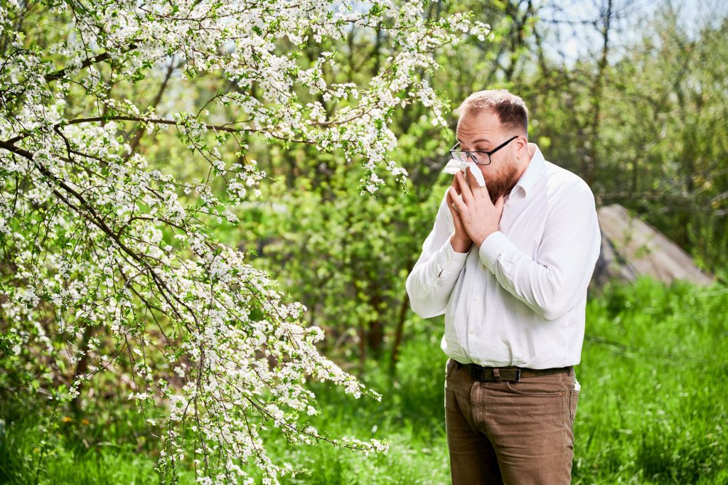 Man with seasonal allergy.