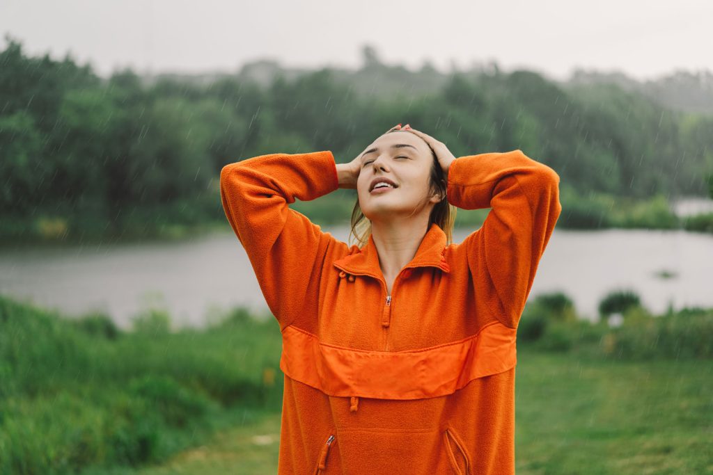 Woman enjoying outdoor.
