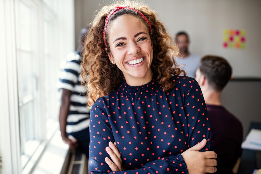 Smiling female in the office.